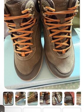 Keen Women's Lace-Up Boots in Brown with Orange Laces